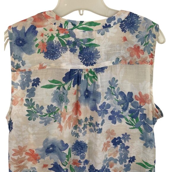 Zac & Rachel Floral Sleeveless Tie Front Button Up Shirt Womens Size Large - Picture 6 of 9